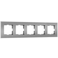 W0052965/ Рамка на 5 постов Slab (серебро софт)