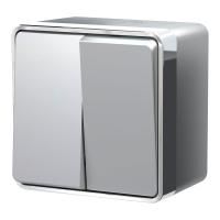W5020206/ Выключатель двухклавишный влагозащищенный Gallant (серебряный)