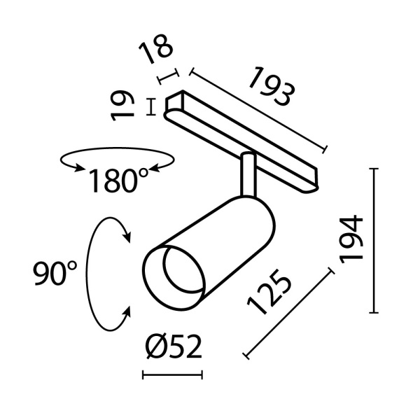 Трековый светильник Technical TR032-2-12W3K-M-BBS