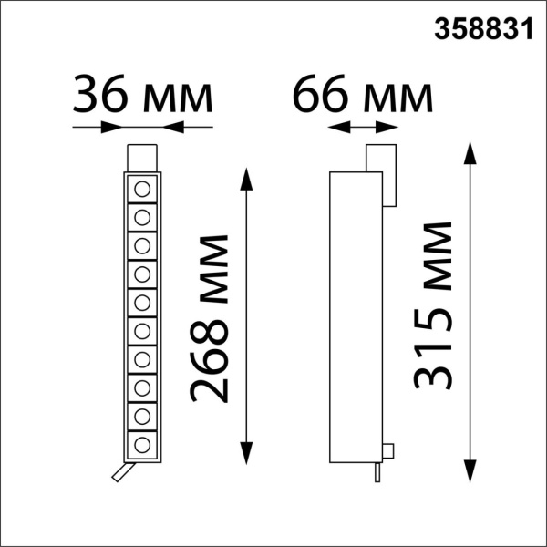 358831 PORT NT22 270 черный Светильник трековый однофазный трехжильный IP20 LED 4000K 16W 220V ITER