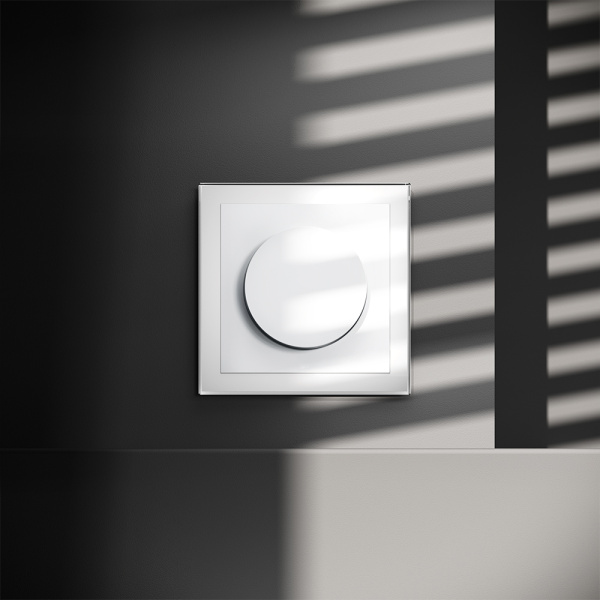 Светорегулятор встраиваемый VOLTUM S70 поворотно-нажимной 600 Вт, (белый глянцевый)