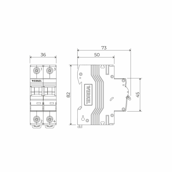 W902P256 / Автоматический выключатель 2P  25 A  C  6 кА