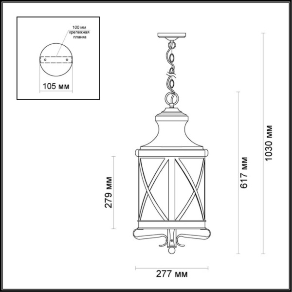 4045/3 NATURE ODL18 701 черный/золотая патина Уличный светильник-подвес IP44 E14 3*60W 220V SATION