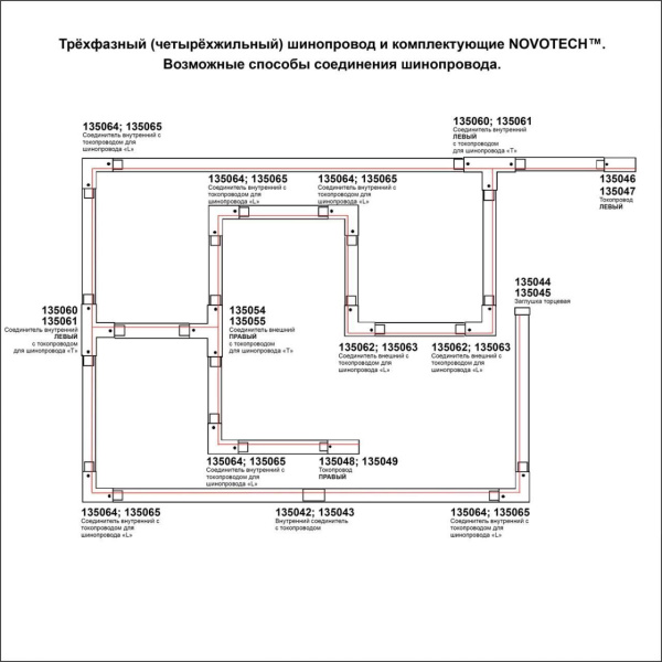 135055 PORT NT19 299 черный Соединитель "Т" правый внешний с токопроводом для трехфазн.шинопровода
